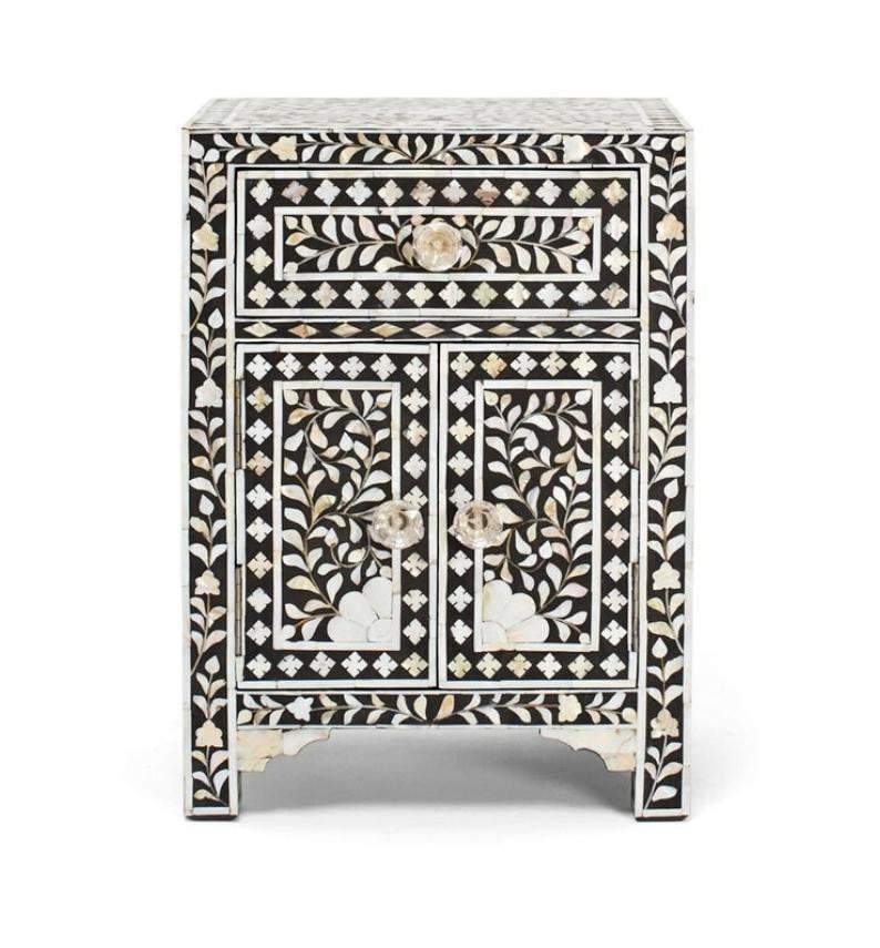 Mother of Pearl Floral Bedside Table - Vanty