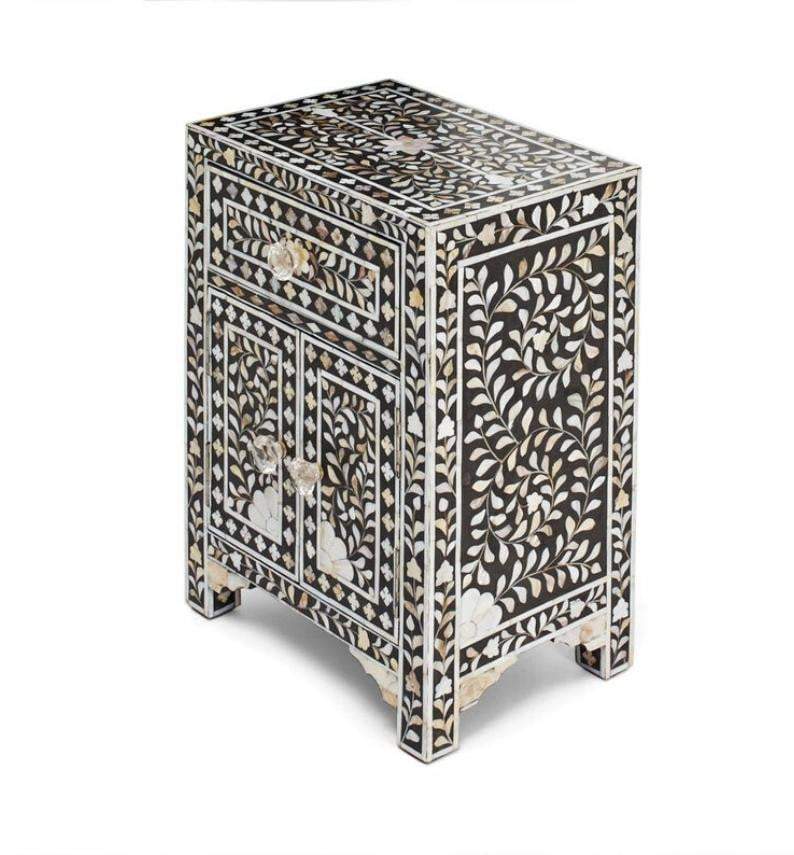 Mother of Pearl Floral Bedside Table - Vanty