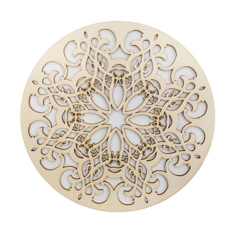 Moroccan Carved Decorations *20 cm DIA* Handmade Laser Cut Wooden Plaque. - Vanty