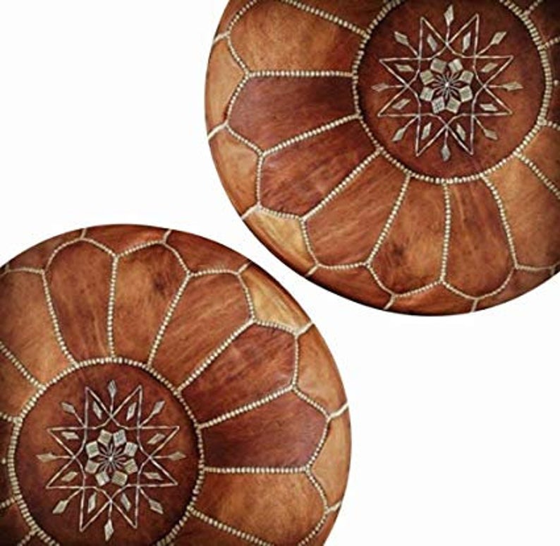 Authentic MOROCCAN pouf ,set of 2 POUF Leather Pouf Ottoman pouf Big Promo of leather pouf - Vanty