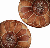 Authentic MOROCCAN pouf ,set of 2 POUF Leather Pouf Ottoman pouf Big Promo of leather pouf - Vanty