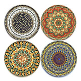 SET OF 4 Unique Ottoman Marocain Mandala Design Tin Cork Backed Coasters - Vanty