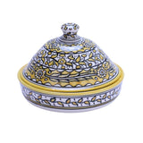 Ceramic Tagine Pot Yellow Hand Painted Tagin Food Safe Floral Ceramic Serving Tagine - Vanty