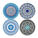 SET OF 4 Ethnic Ottoman Moroccan Mandala Boho Tin Metal Cork Backed Coasters Birthday Home Office Gift - Vanty