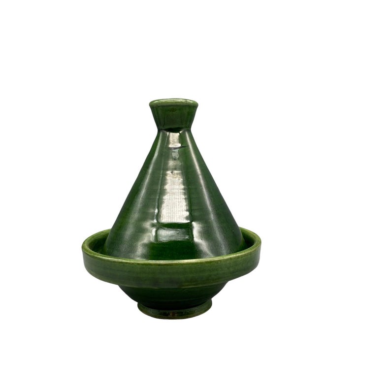 Handmade Morocco Green Mini Tagine - Small Conical Serving Dish Tamegroute Pottery - Butter Spice Salt Storage - Vanty
