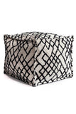 Black White Ottoman Chair Pouf Footstool Kilim Berber Etnic Style Design Woven Tufted Large Cozy Moroccan Square Handmade Poof Pouffe Cover - Vanty